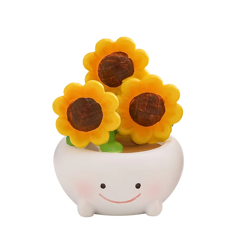 Creative Mini Resin Plant Figurines Cute Craft Lucky Plant Figurines Plant Car Accessories Decoration