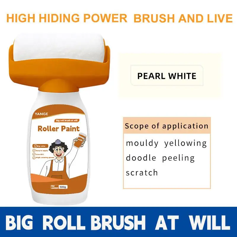 Wall Repair Roller Paint White Water-Based Latex Paint With Roller Brush For Living Room Kitchen Tool DIY House Wall Renovation wall paint wall repair tool