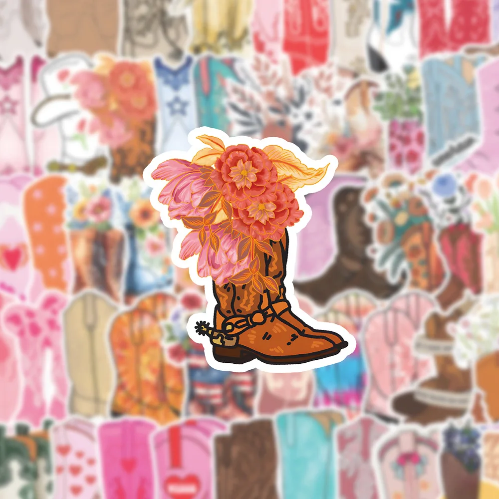 Cartoon Cowboy and Cowgirl Shoe Stickers Set - Fun DIY Decorative Decals