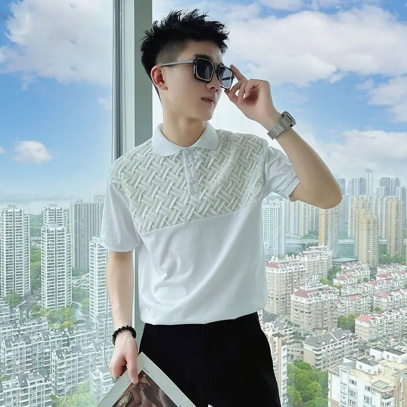 Polo Shirt Short Sleeved Men Summer Ins Pi Shuai Self Cultivation Lapel Collar Half Sleeve T-shirt High-end Tops