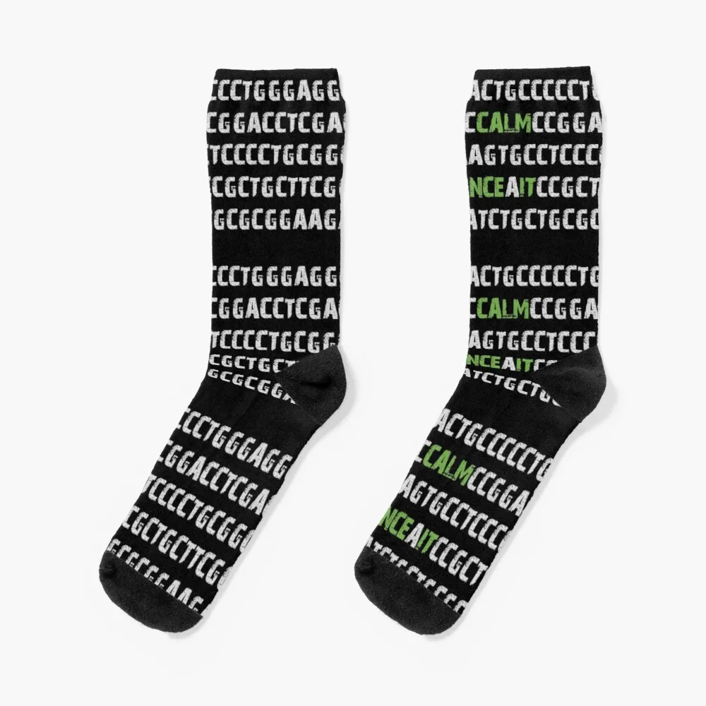 Keep Calm and Sequence It - Bioinformatics Genome DNA Green Grey Socks Cotton Socks Gifts For Men quality soft silicone watch strap watch band strap replacement for keep b2 dark green