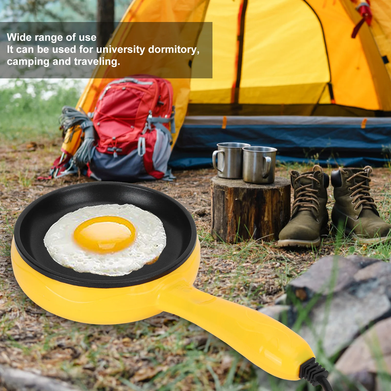 Description Picture 3 of item350W Mini Frying Pan Nonâ€‘Stick Fried Steak Pancake Egg Pan with Wooden Spatula Egg Frying Pan Kitchen Utensil Steak Frying Pan