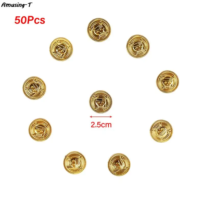 50pcs Pirate gold Coins fake gold Halloween Christmas decorations for home kids