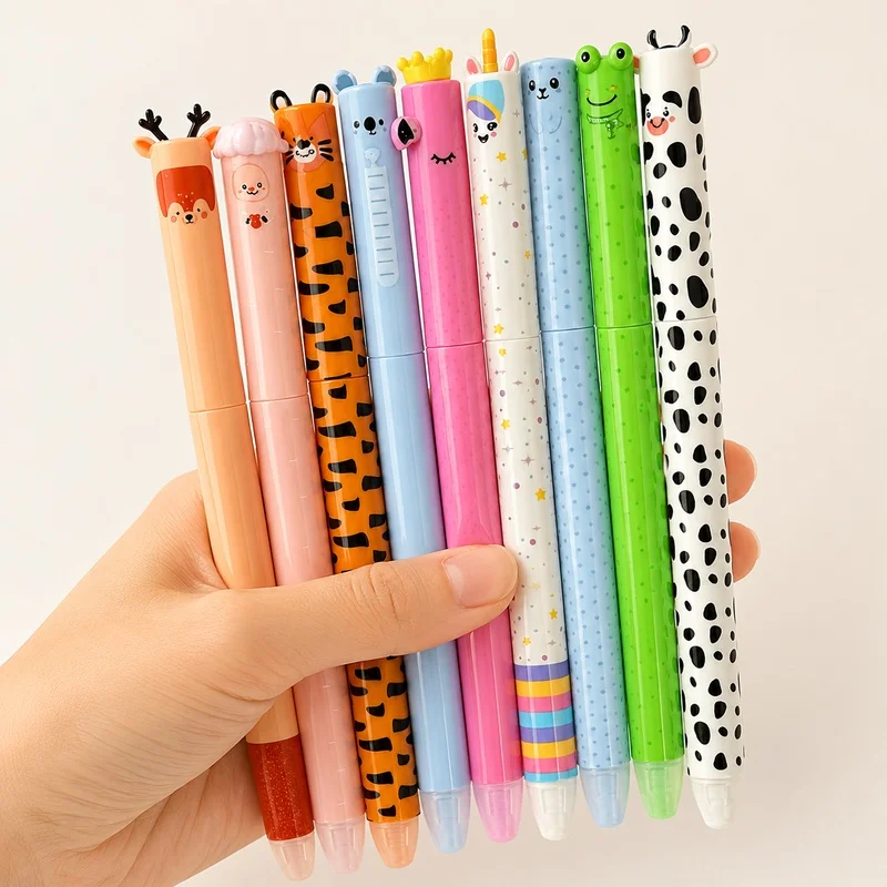 Colorful Cartoon Animal Erasable Pen Set