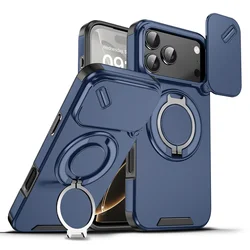 Sleek Rotating Flip Magnetic Stand Phone Case with Full Lens Protection and Dual - Layer Armor - iPhone 18 Pro Max (Blue)