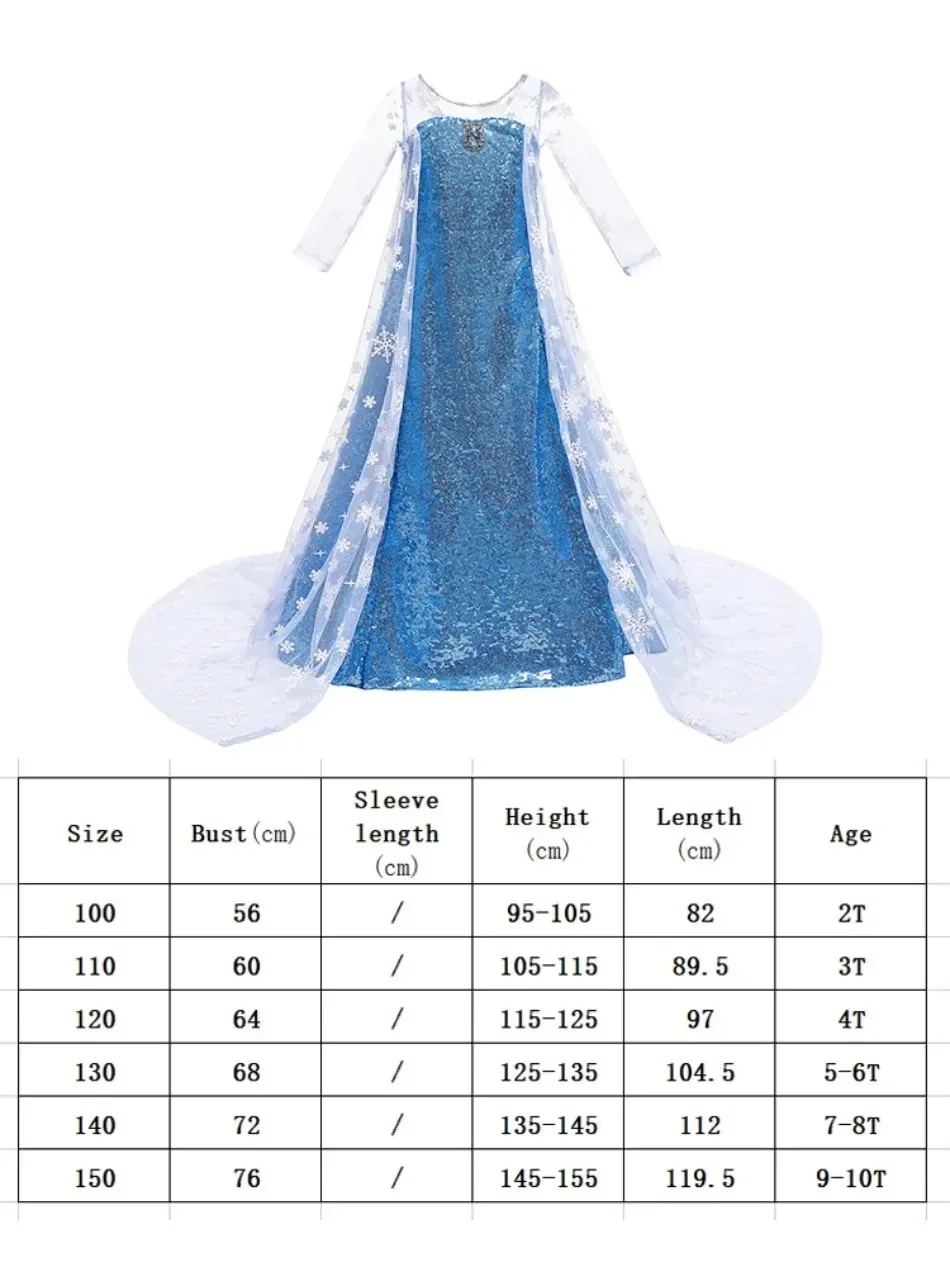 Mädchen Sommer Shiny Casual Kleid für Kinder Geburtstag Party Elsa Anna Dress Up Tuch Schnee Königin Karneval Halloween Cosplay Kostüm – Detail 6