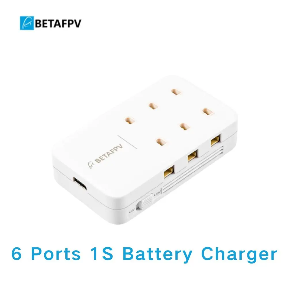 Chargeur multiport 6 ports 1S BT2.0/PH2.0 30W USB-C vu de face avec connecteurs et LED
