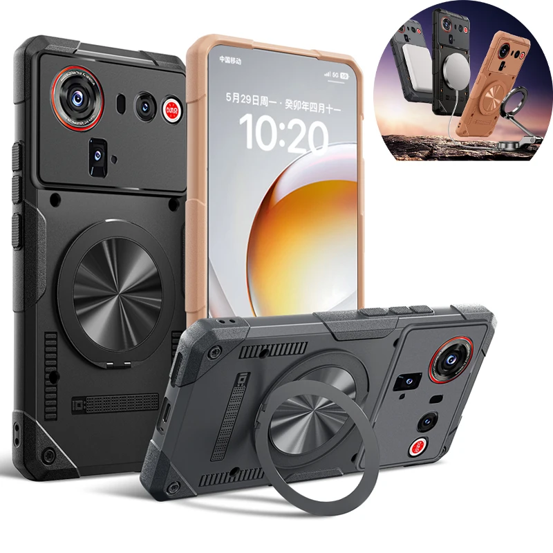 Magnetic Stand Phone Case with Copper Heat Dissipation and Shockproof Armor Cover