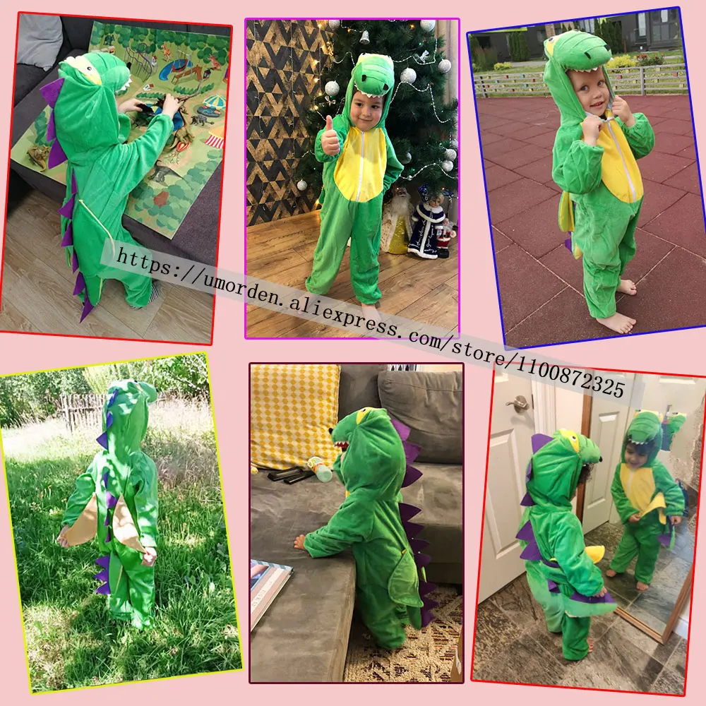 Umorden Girls Boys Dinosaur Dragon Costume Jumpsuit Kids Child Purim Halloween Birthday Carnival Fantasia Animal Themed Costumes