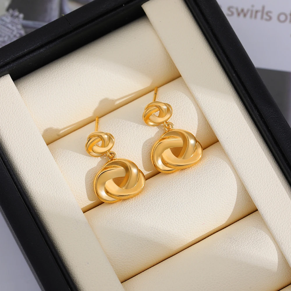 Classics Irregular Double Knot Earrings for Women Hypoallergenic Statement No Tarnish Stud Earring Creative Jewelry Wholesale