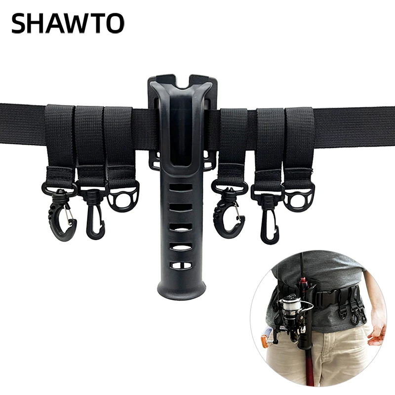 Shawto Portable Rod Holder Fishing Belts Gear Tackle With Adjustable Waist Fishing Rod Insertion Device Fishing Accessories Tool