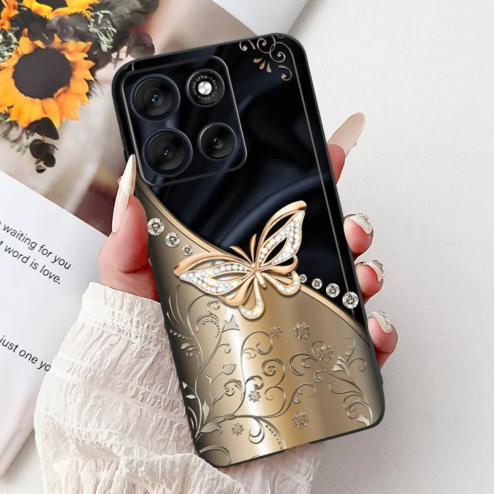 Cute Cartoon Cat & Butterfly Luxury Phone Case – Stylish Protection