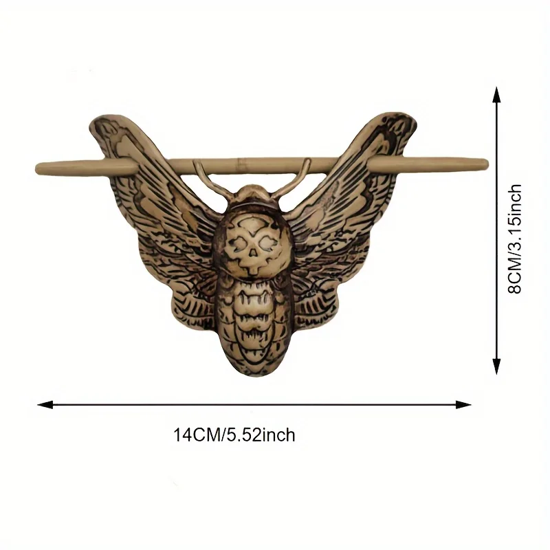 1pc Vintage Schädel Motte Haarnadel Antiken Stil Knochen Schädel Haar Stick Gothic Haar Zubehör Für Halloween – Detail 5