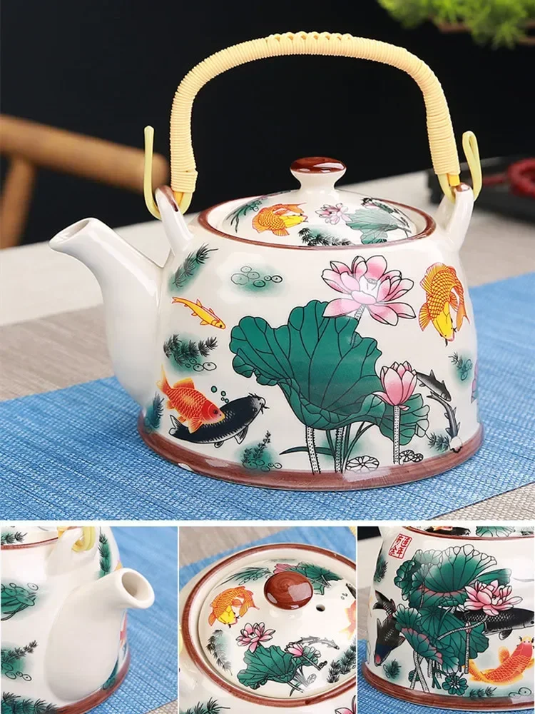 900ML Ceramic Teapot China Porcelain Large Capacity Kettle With Filter Screen Water Pot Jingdezhen Ware Cups for Restaurant