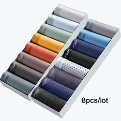 8pcs Men's Underwears Men Panties Ice Silk Breathable Sexy Male Boxer Soft Underpants Comfortable Plus Size Mens Underwear Boxer