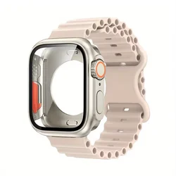 Premium Apple Watch Glass Case and Strap with Screen Protector for 44mm (Starlight)