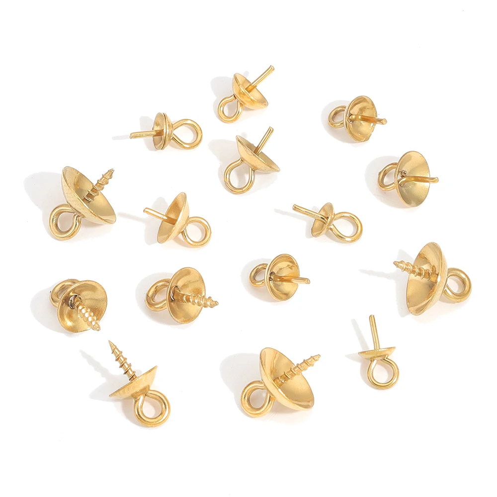 20pcsStainlessSteel18kGoldToneScrewEyesBailsTopDrilledBeads