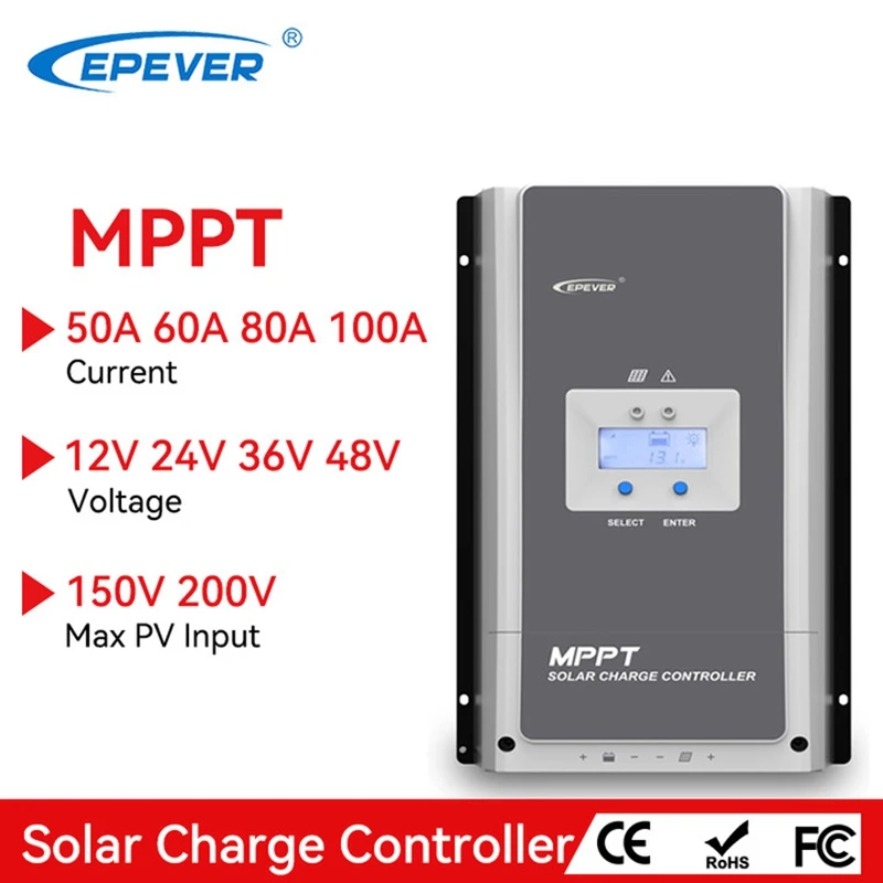 EPEVER-MPPT-50A-60A-80A-100A-Solar-Charge-Controller-12V-24V-36V-48V ...