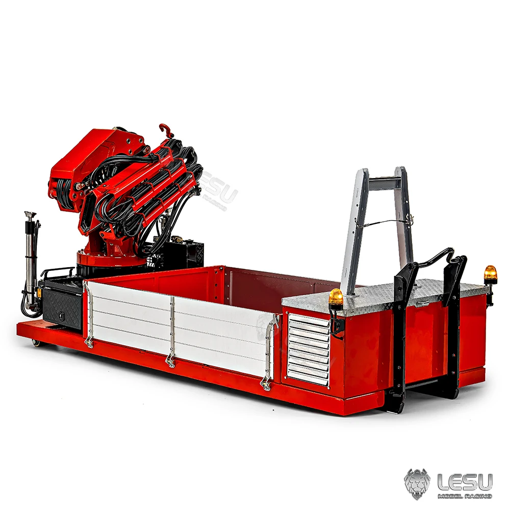 NEW LESU Metal Cargo Box Hydraulic Crane RC Accessories 7CH Valve with Lights for LESU 1/14 Roll on Off Dumper Truck DIY Model 4