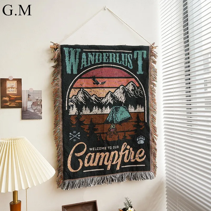 

60x80cm Retro Woven Jacquard Tapestry Bohemia Tassel Decorative Tapestry Wall Hanging Art for Living Room Bedroom Home Decor