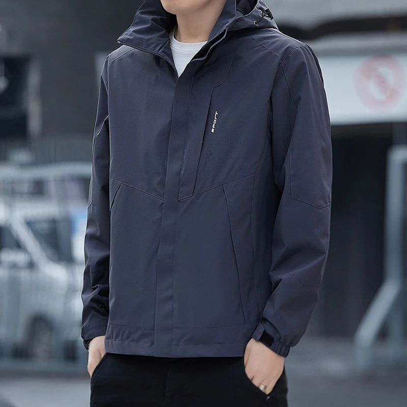 Autumn Men's Jacket Fashionable Windproof and Waterproof Detachable Hat Outdoor Sports Mountaineering windbreaker Men Stormcoat