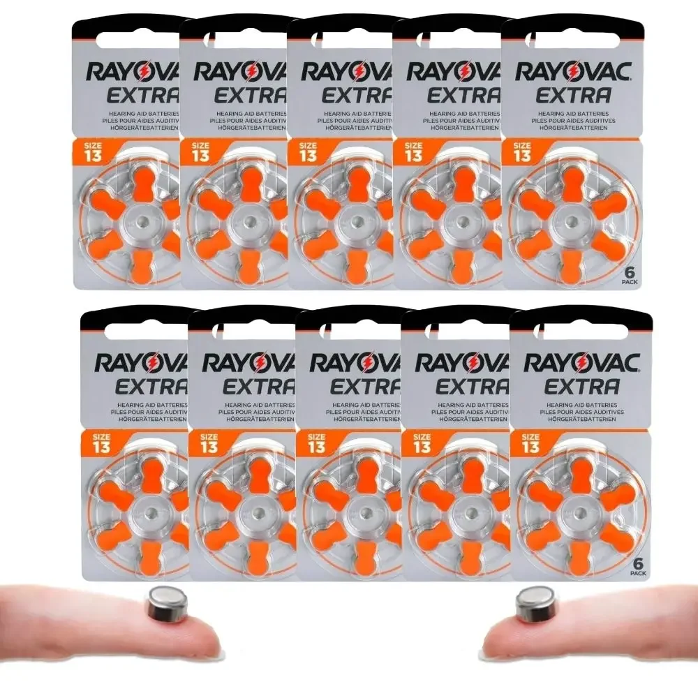 Hearing Aid Battery 60PC 13 A13 PR48 Hearing Aid Batteries Zinc Air Rayovac Extra 1.45V High Performance For hearing aids