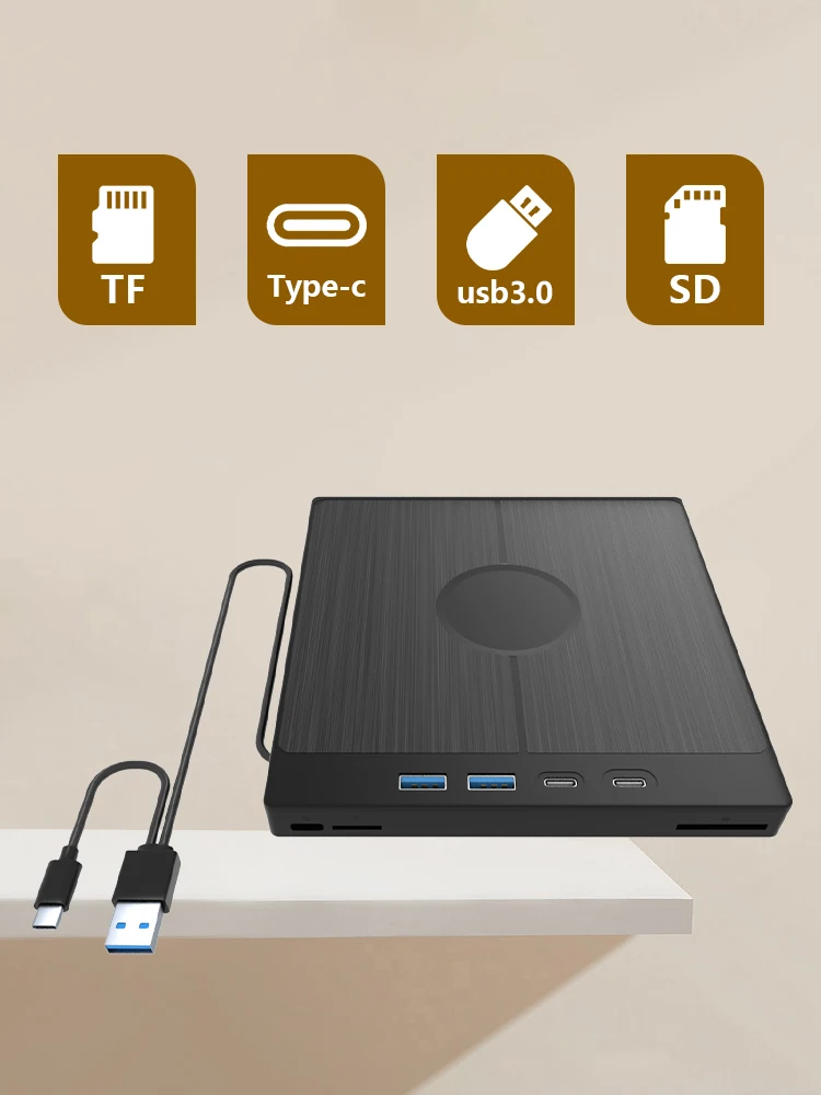 노트북 데스크탑 PC용 외부 CD/DVD 드라이브, 휴대용 CD/DVD 버너, USB 3.0 CD/DVD 디스크 드라이브 플레이어, 버너 리더 라이터, 7 in 1