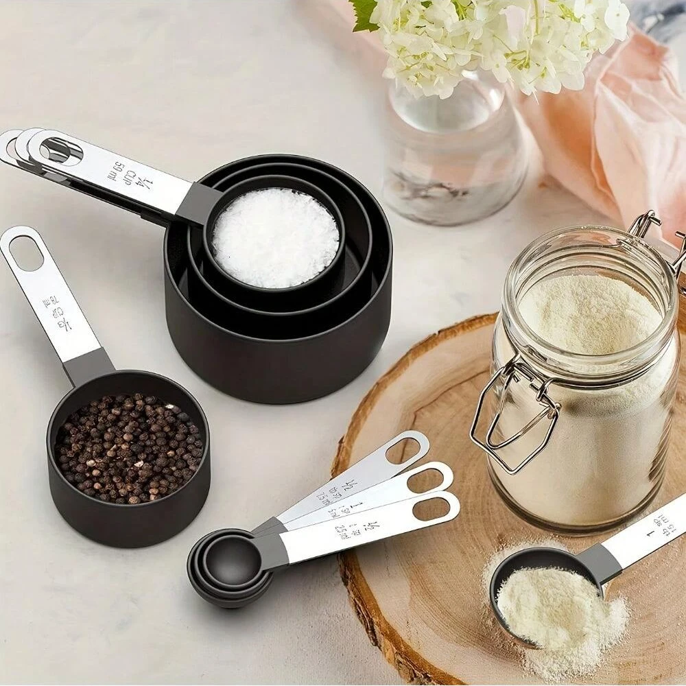 Set Da 6 Misurini E Cucchiai Impilabili In Plastica Per Cucina - Capacità Da 7.5ml A 250ml, Senza BPA, Multicolore, Per Ingredienti Secchi E Liquidi - 2