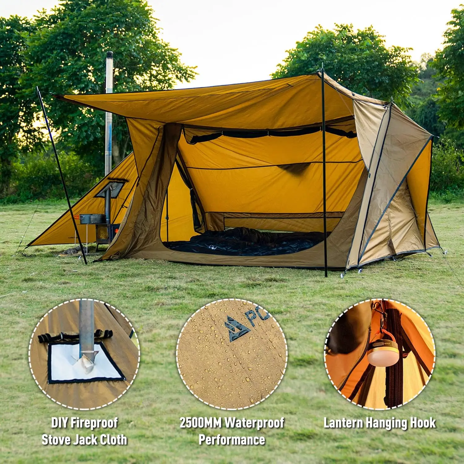 STOVEHUT 70 Hot Tent with Two Tarp Poles and Two Tent Poles 3.0
