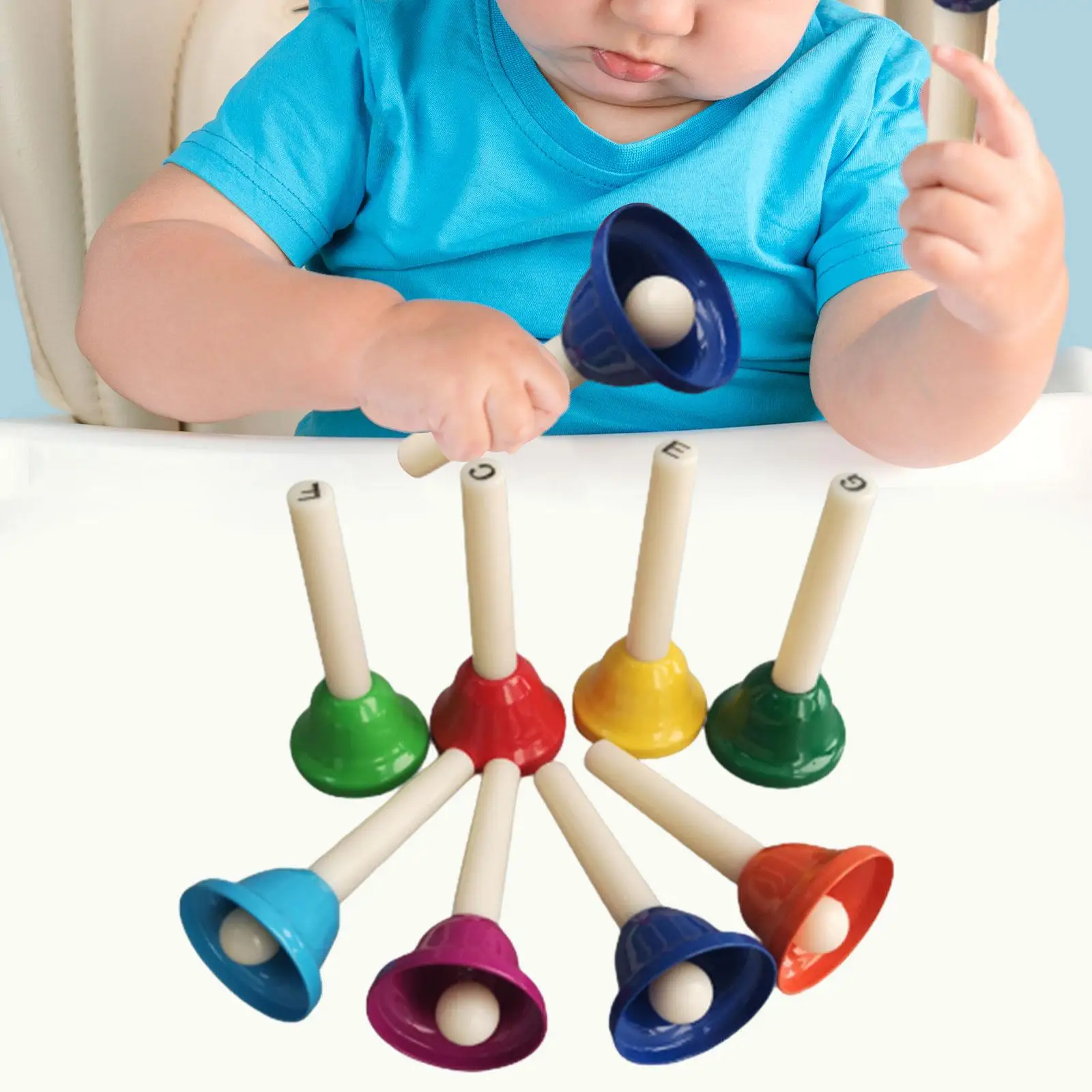 8x Musical Bells Kids Music Toys Diatonic Metal Bells Hand Percussion for Children Toddlers Party Supplies Chorus Holiday hand bell,children percussion instruments