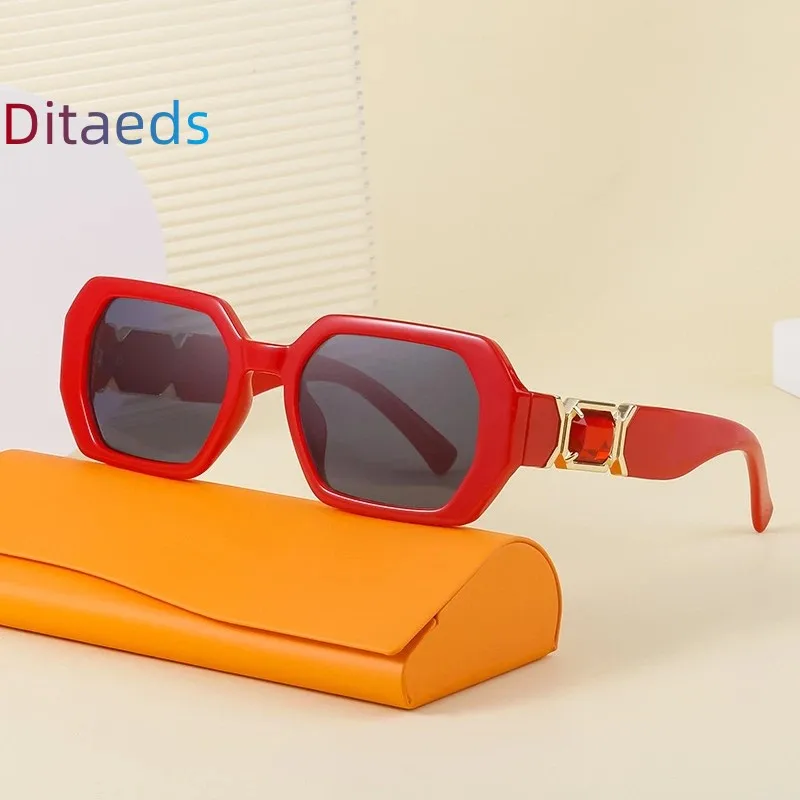 

2023Ditaeds Rhinestone rectangle women's luxury brand designer fashion square sunglasses women's shiny diamond sunglasses