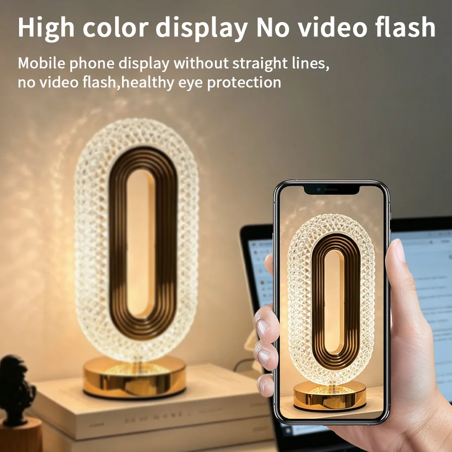 LED 크리스탈 테이블 램프 터치 디밍 가능 야간 조명 USB 충전식 침실 램프 3가지 색온도 무드등 홈데코