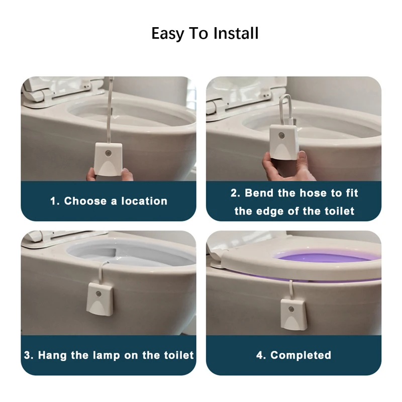 Toilet Night Lights,LED Projection Lamp,Motion Activated Light,10 Colors Waterproof Illuminate Nightlight for Bathroom Decor 4