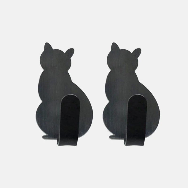 Description Picture 6 of item2pcs Cat Pattern Self Adhesive Hooks Storage Holder for Bathroom Kitchen Hanger Stick on Wall Hanging Door Clothes Towel Racks