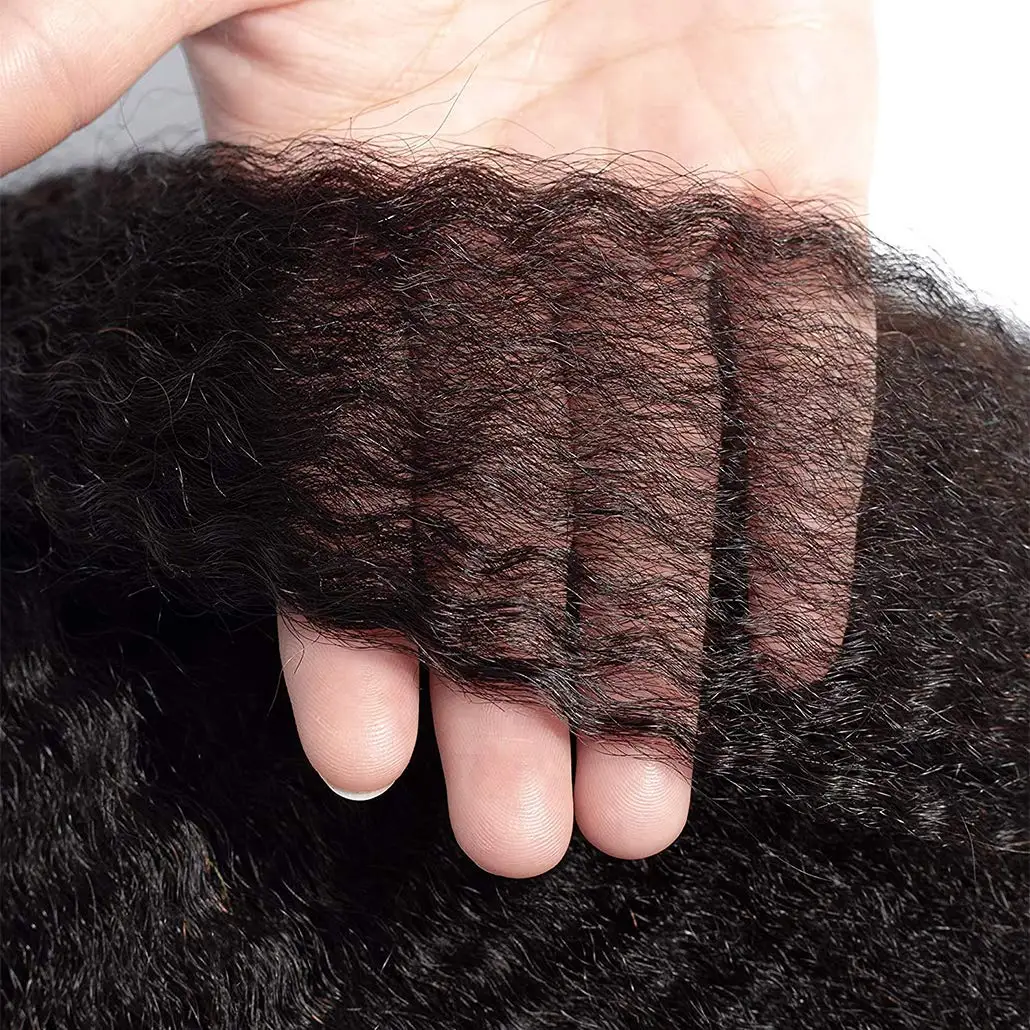 Kinky Straight Human Hair Bundles 30 Inch Sew in