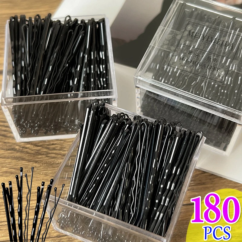 

30/180pcs Black Hair Clips One-line Invisible Bobby Pin Disposable Headwear Metal Waved BB Hairpins Barrettes Headwear Hairgrips