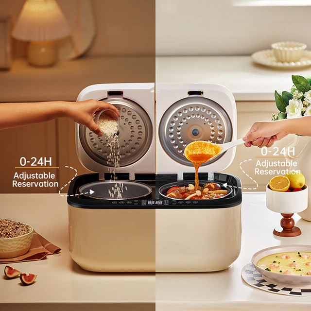 Cuiseur à riz électrique 800W, contrôle intelligent de la température, multicuiseur, Double Pot, minuterie 24H, maintien automatique au chaud, revêtement antiadhésif 1