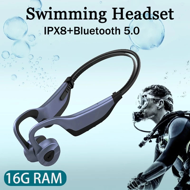 

2023 K7 Swim Bone Conduction Headphones Bluetooth Wireless Earphone16GB MP3 Music Player Waterproof Earbuds Fitness SportHeadset