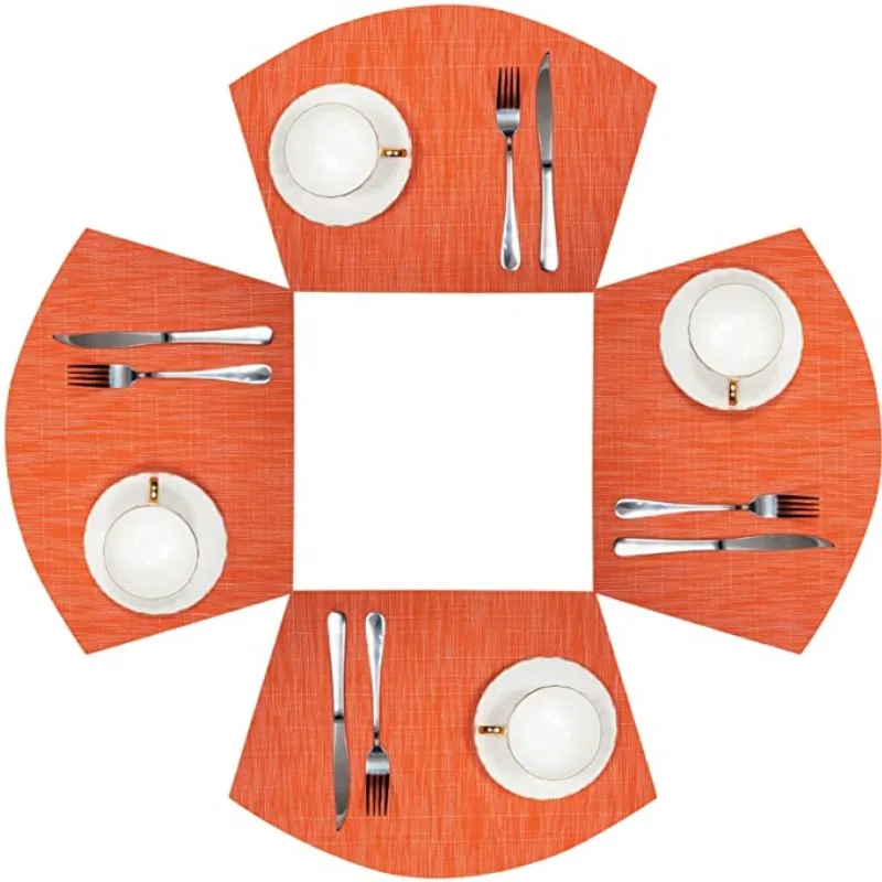 

Inyahome PVC Round Table Placemats Wedge Shaped Place Mat Pads with Centerpiece Round Mat Heat Resistant Table Mats Washable