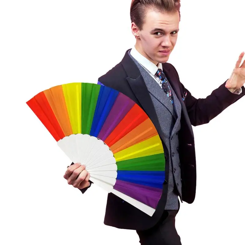 

Rainbow Fans Colorful Rainbow Pride Handheld Fan Party Decor Colorful Hand Held Fan Summer Accessory For Rainbow Party