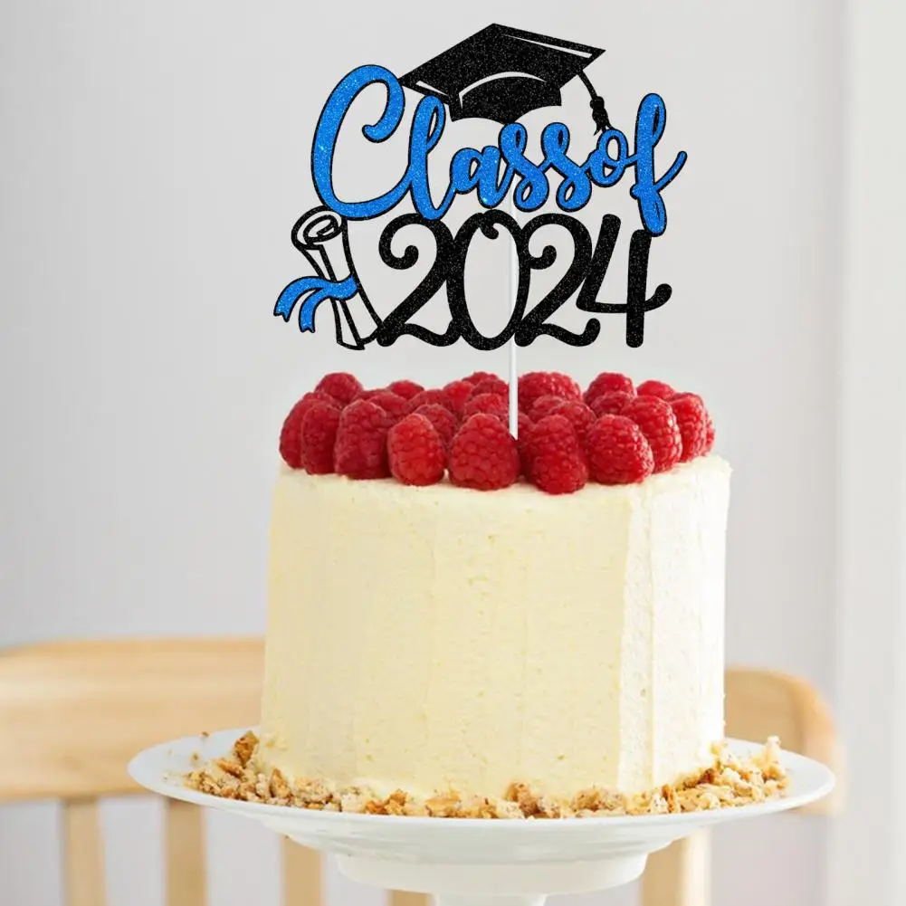 

Graduation Party Supplies 2024 Graduation Cake Topper Set with Glitter Congratulations Card Finish for Class for Graduates
