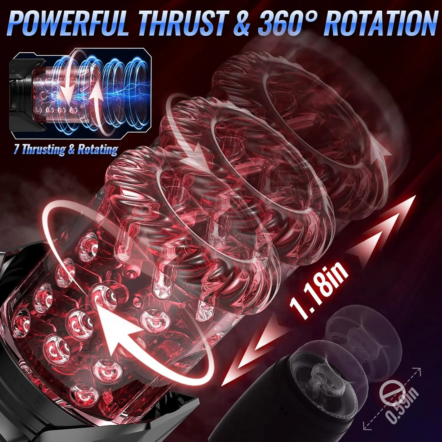HeartCaptor Electric Male Masturbator Cup with 7 Modes LED Display Rechargeable Silicone Stroker - Details 4