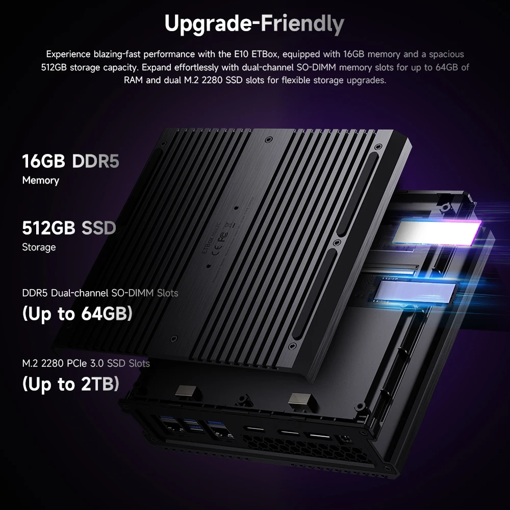 Acer Gadget E10 Etbox Mini Pc Intel Core I5 12450H 16Gb Ddr5 512Gb Ssd 8 Cores Wi-Fi6&2.5Glan Support 3 Displays & 4K@60Hz Output Mini Desktop - immagine 4