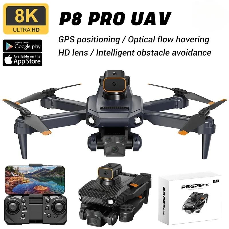 New P8 PRO Drone 8k High-Definition Aerial Photography Five Camera Drones GPS Positioning Folding Remote Control Flying Dron 2KM