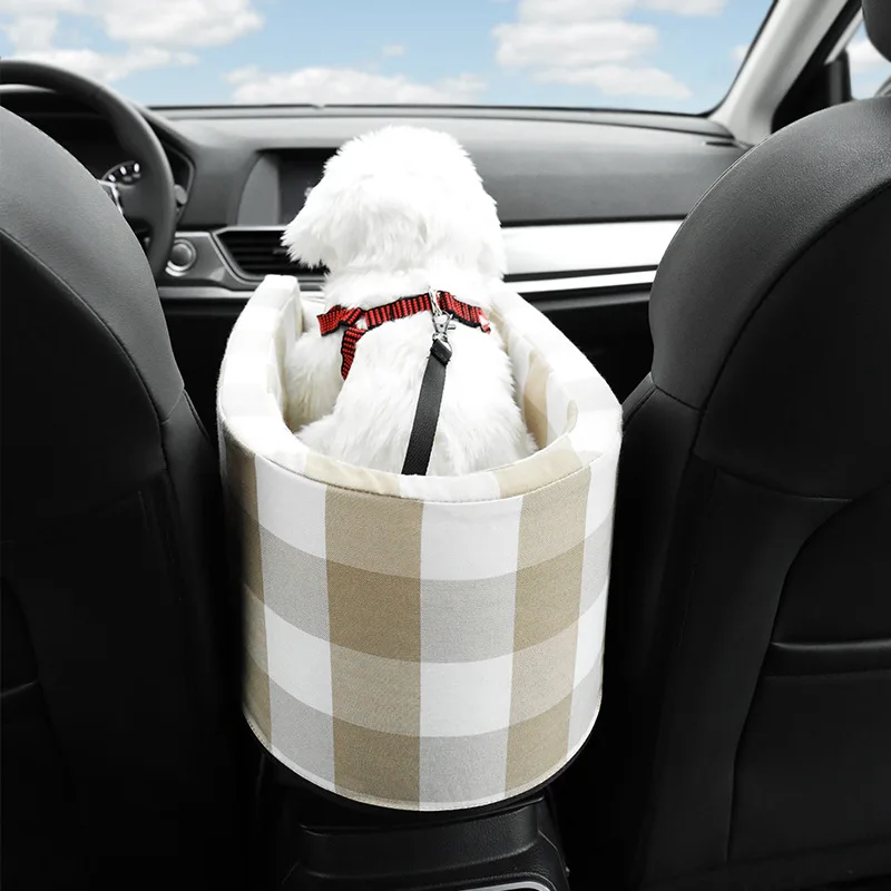 Portable Pet Dog Car Seat Central Control Nonslip Dog Carriers Safe Car Armrest Box Booster Kennel Bed For Small Cat Travel