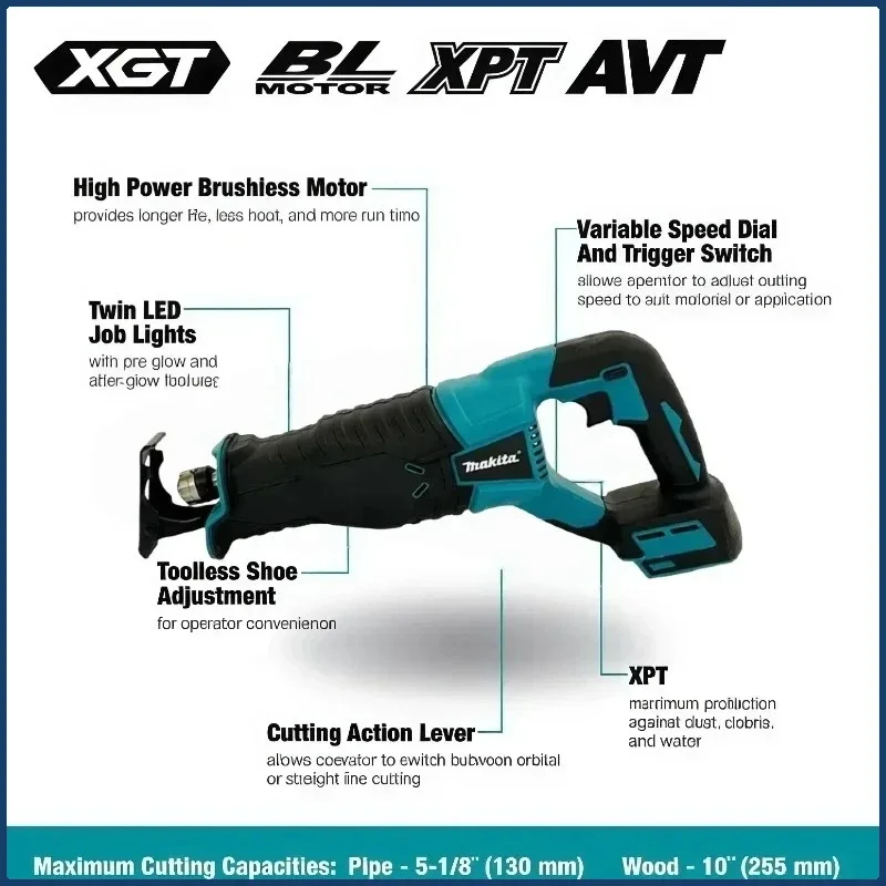Makita Cordless Brushless Electric Reciprocating Saw Rechargeable Wood Metal Cutting Saw Portable Power Tool 18V