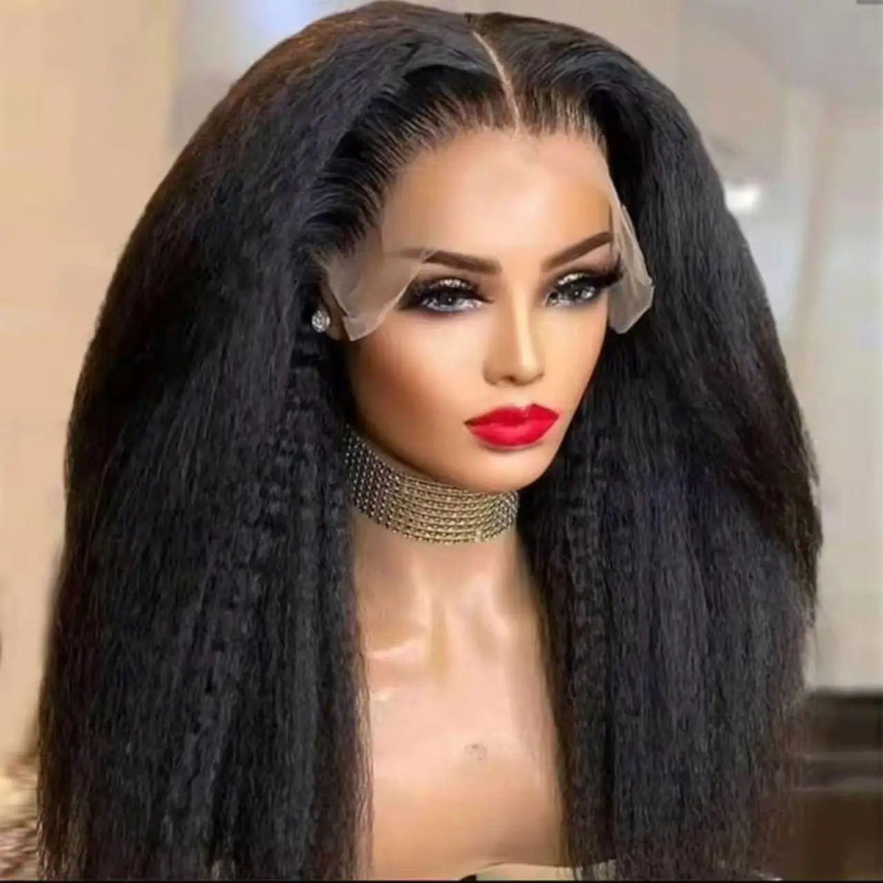 Natural Black Yaki Straight Preplucked Glueless 26&ldquo; 180 Density Lace Front Wig Black Women Baby Hair Lace Frontal Daily Lace Front Wig Lace Wigs Womens Synthetic Wigs Synthetic Wigs