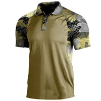 Polo imprimé d'été pour hommes, mode Camouflage Patchwork, manches courtes, hauts de sport de plein air, Fitness, t-shirts respirants 5