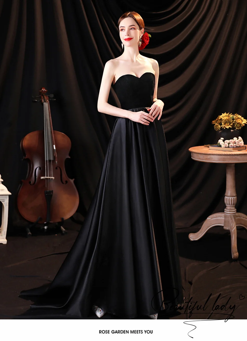 

2023 Summer Style Elegant Birthday Party Dinner Annual Wedding Dress with Spangled Clutch Black Evening Dress
