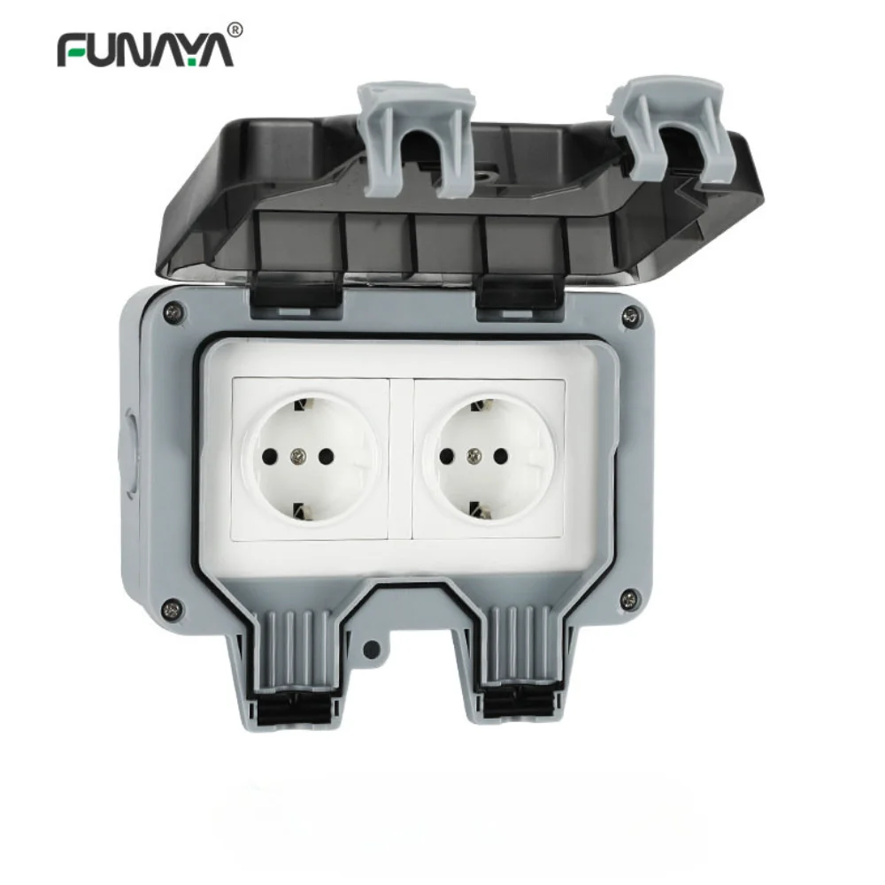 Outdoor Wall Waterproof Sockets Outlet Korea US EU Plug Electrical 15A Power 90-250V IP66 Weather Dust Proof Outside Master Plug